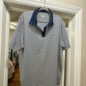 Navy Striped Vineyard Vines Men's Polo Shirt